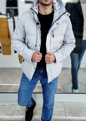 Eco down jacket with sleeves in technical fabric