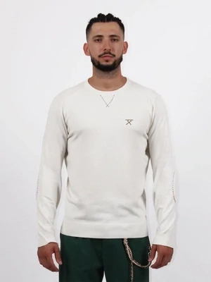 Crew-neck sweater with elbow patches