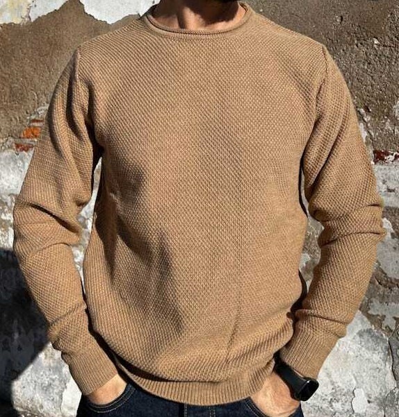 Rice stitch crew-neck sweate
