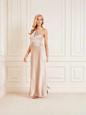 ​​Long satin dress​ with draping
