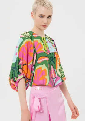 ​Regular blouse in tropical pattern