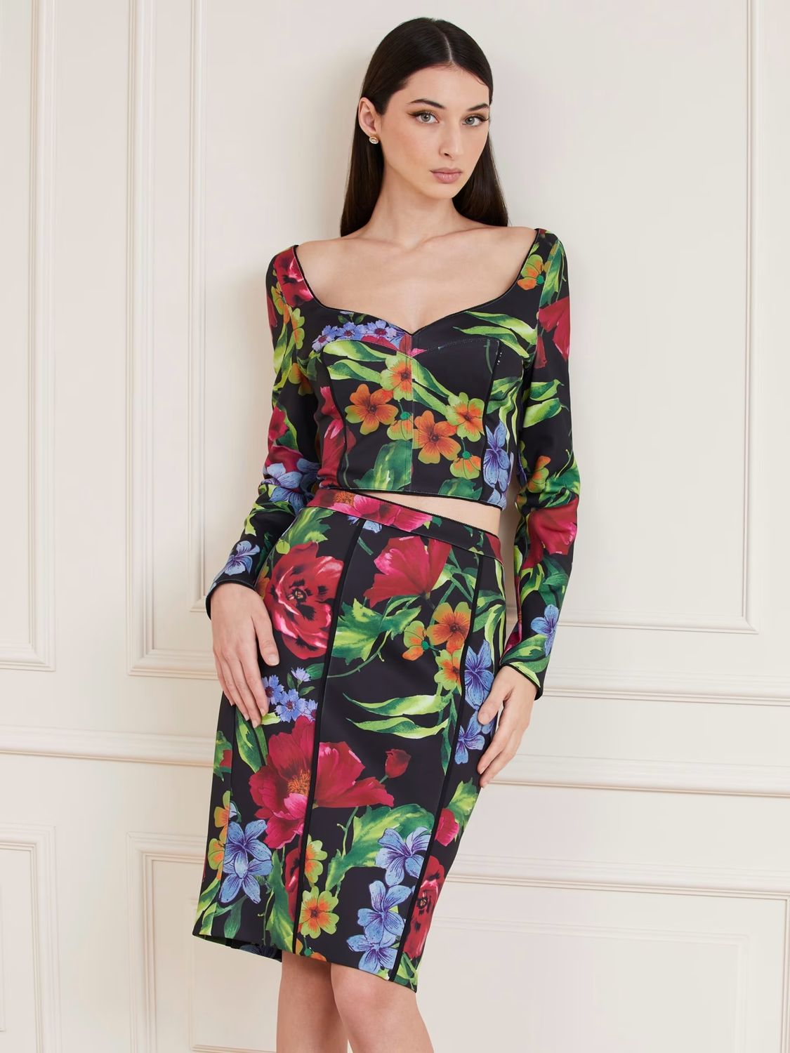 Floral print pencil skirt
