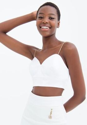 Cropped top with jewel straps