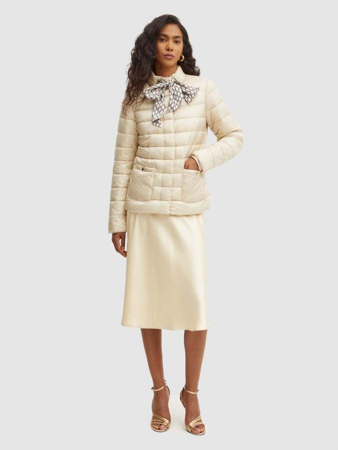 ​Eco-friendly down jacket with ribbon