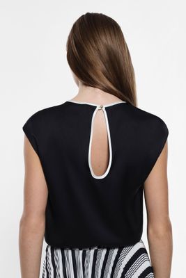 Satin crew neck blouse