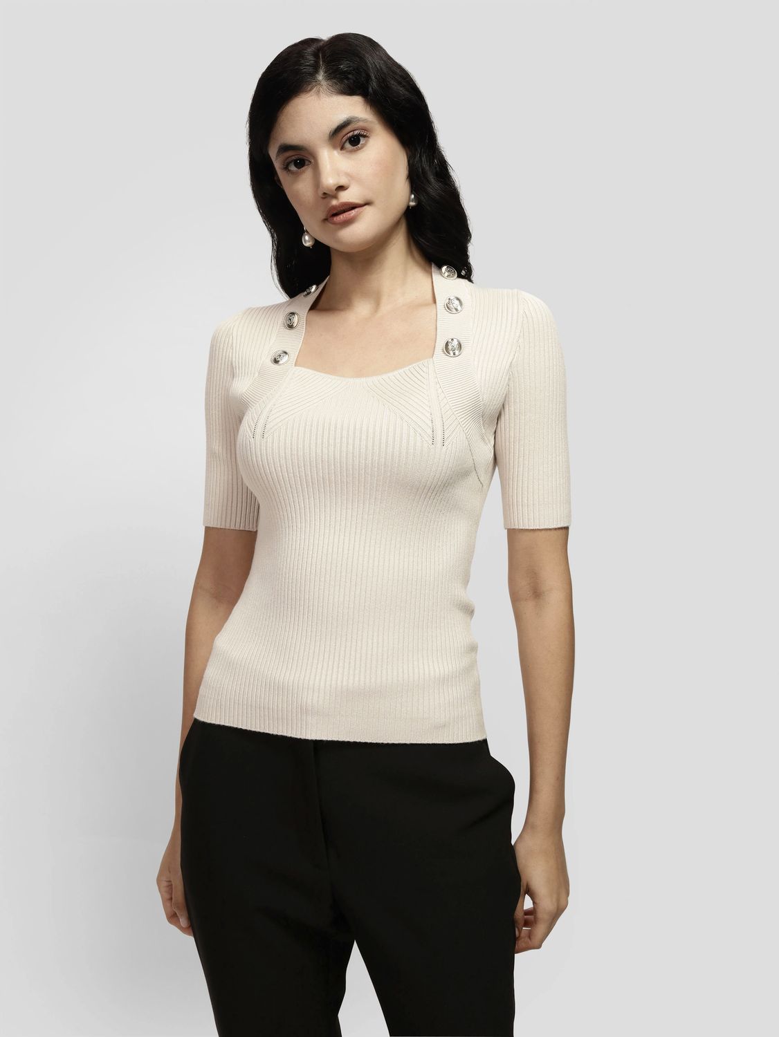 ​​Slim sweater with short sleeves