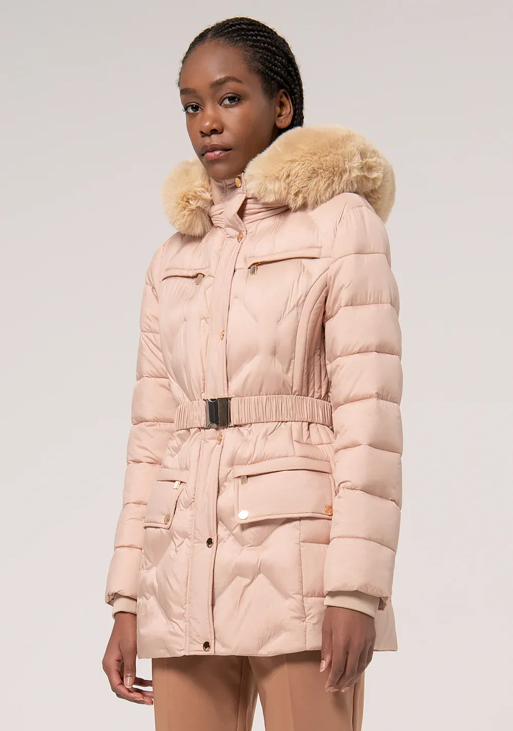 Eco-down jacket with belt