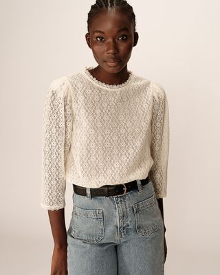 ​Lace blouse with crew neck