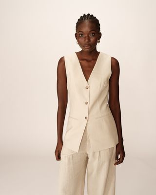 Linen and cotton straight waistcoat