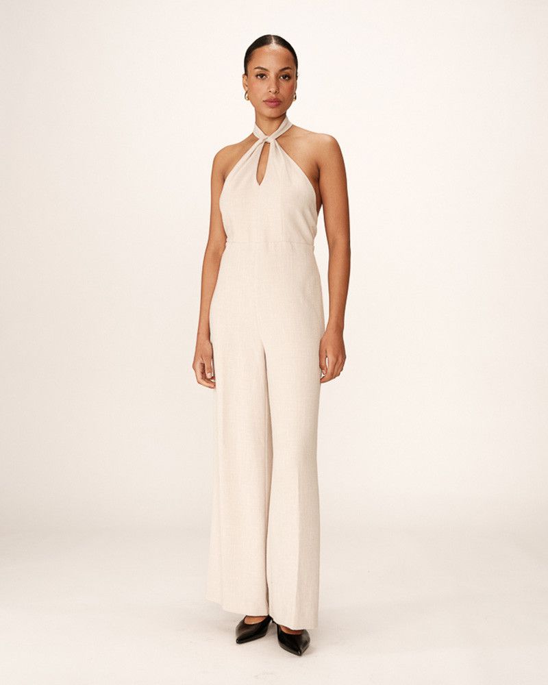 Jumpsuit with crossover neckline