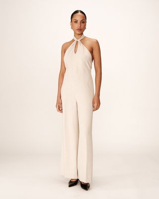 Jumpsuit with crossover neckline