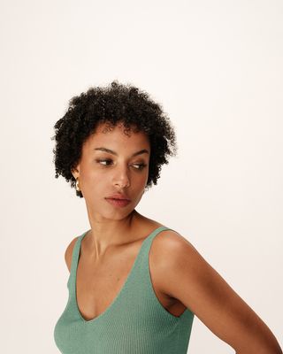 Ribbed lurex knit tank top