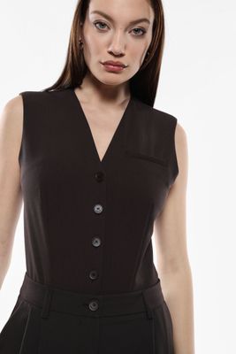 Bodysuit vest with buttons
