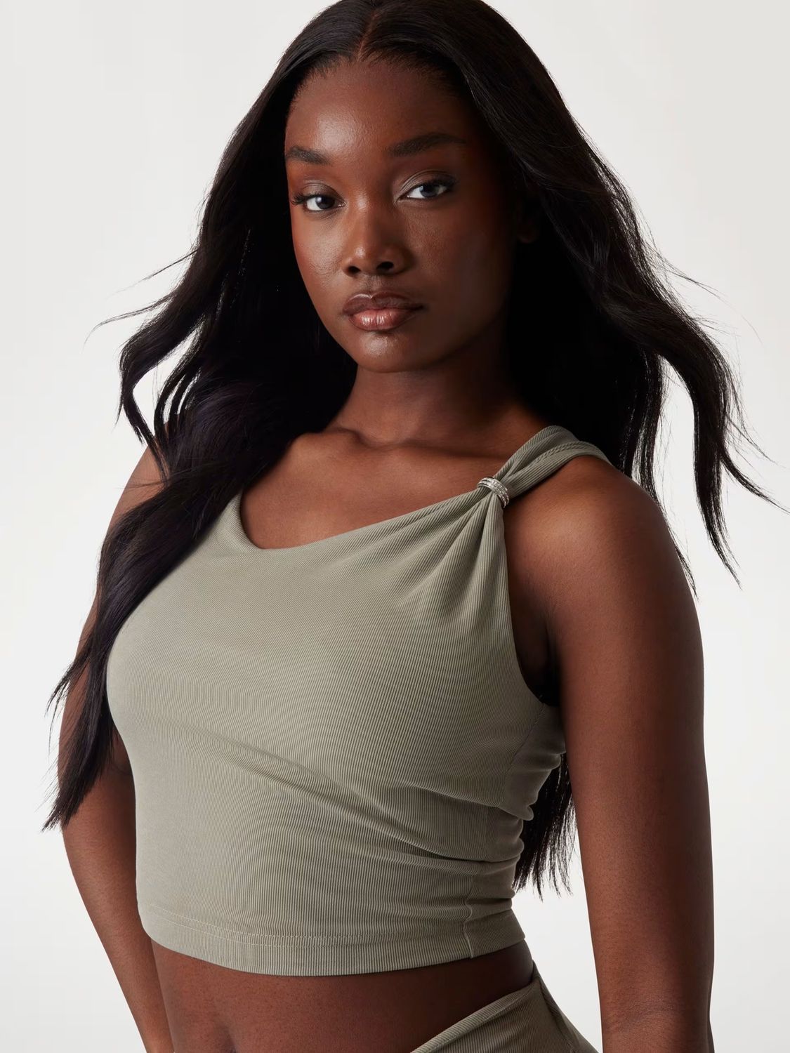 Ribbed stretch cropped top