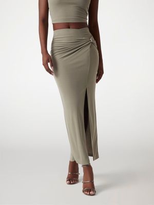 Midi skirt with drape