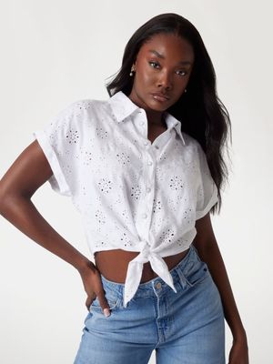 ​Sangallo lace cropped shirt​
