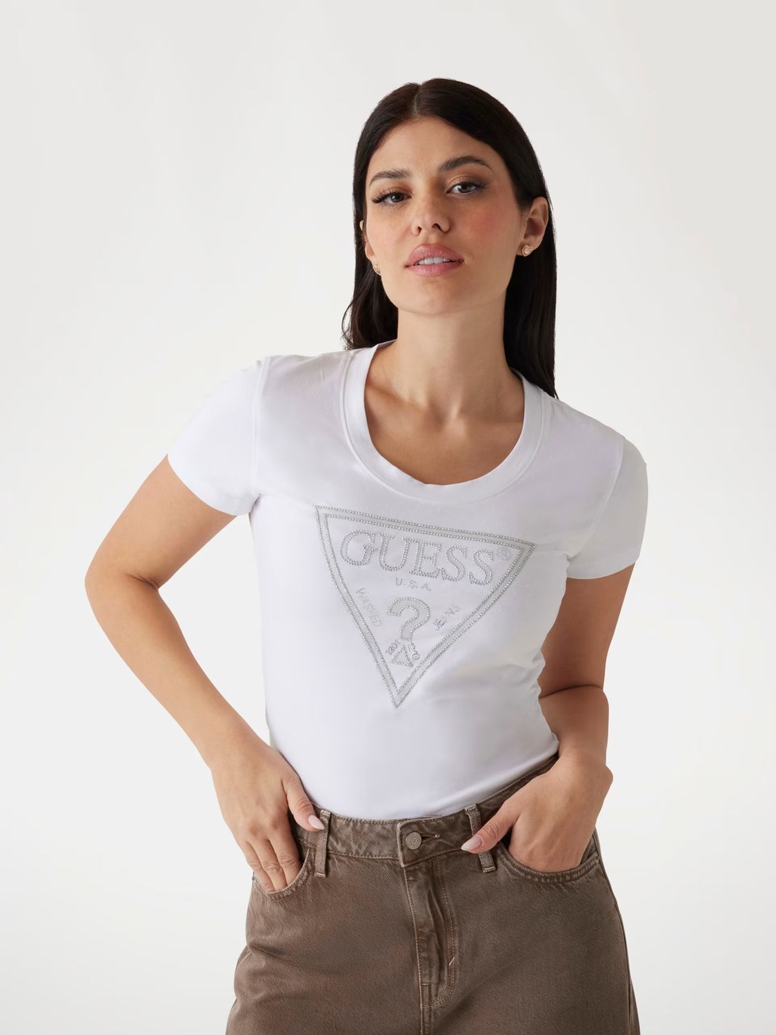 ​​Slim logo rhinestone T-shirt​