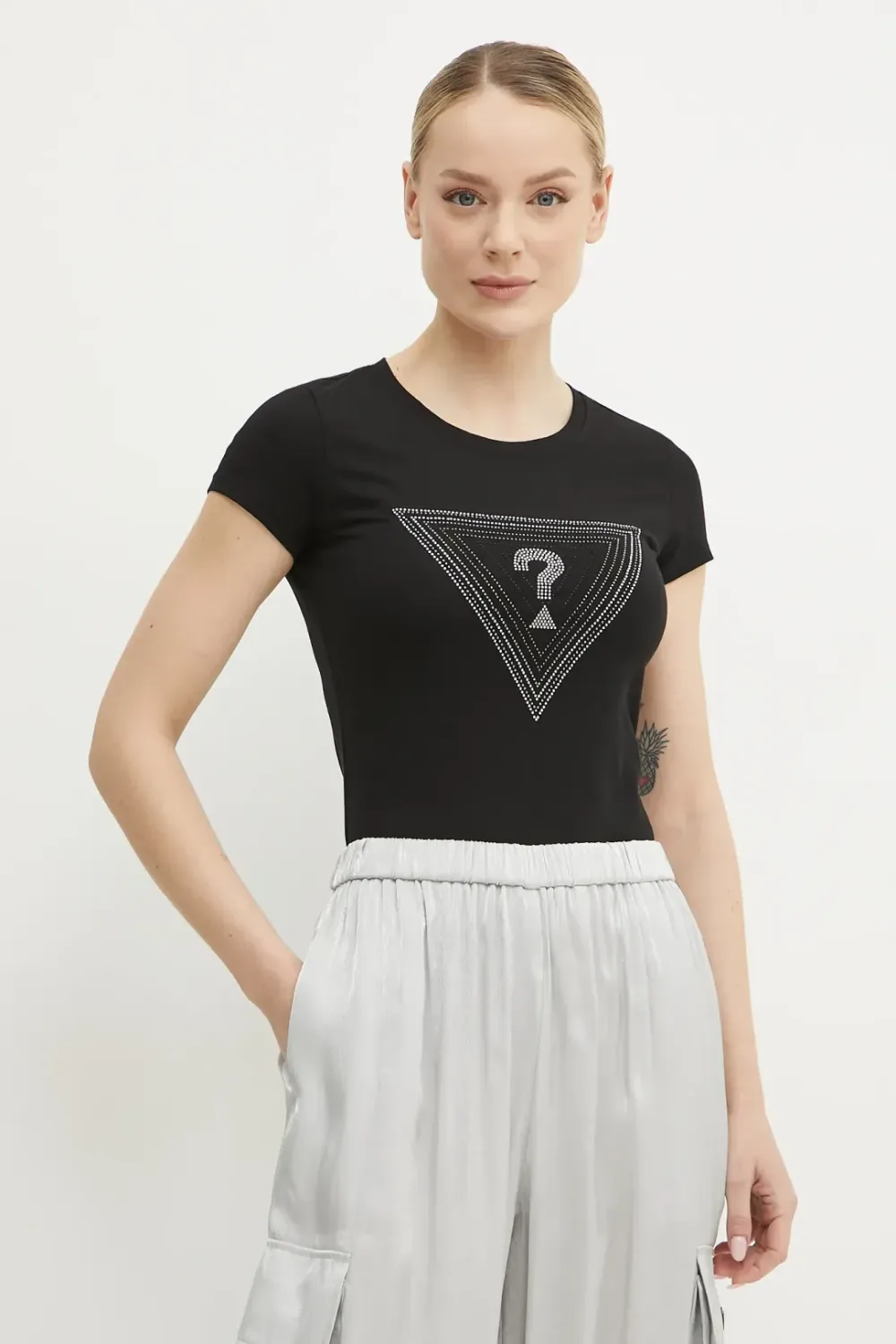 ​​Slim logo rhinestone T-shirt​