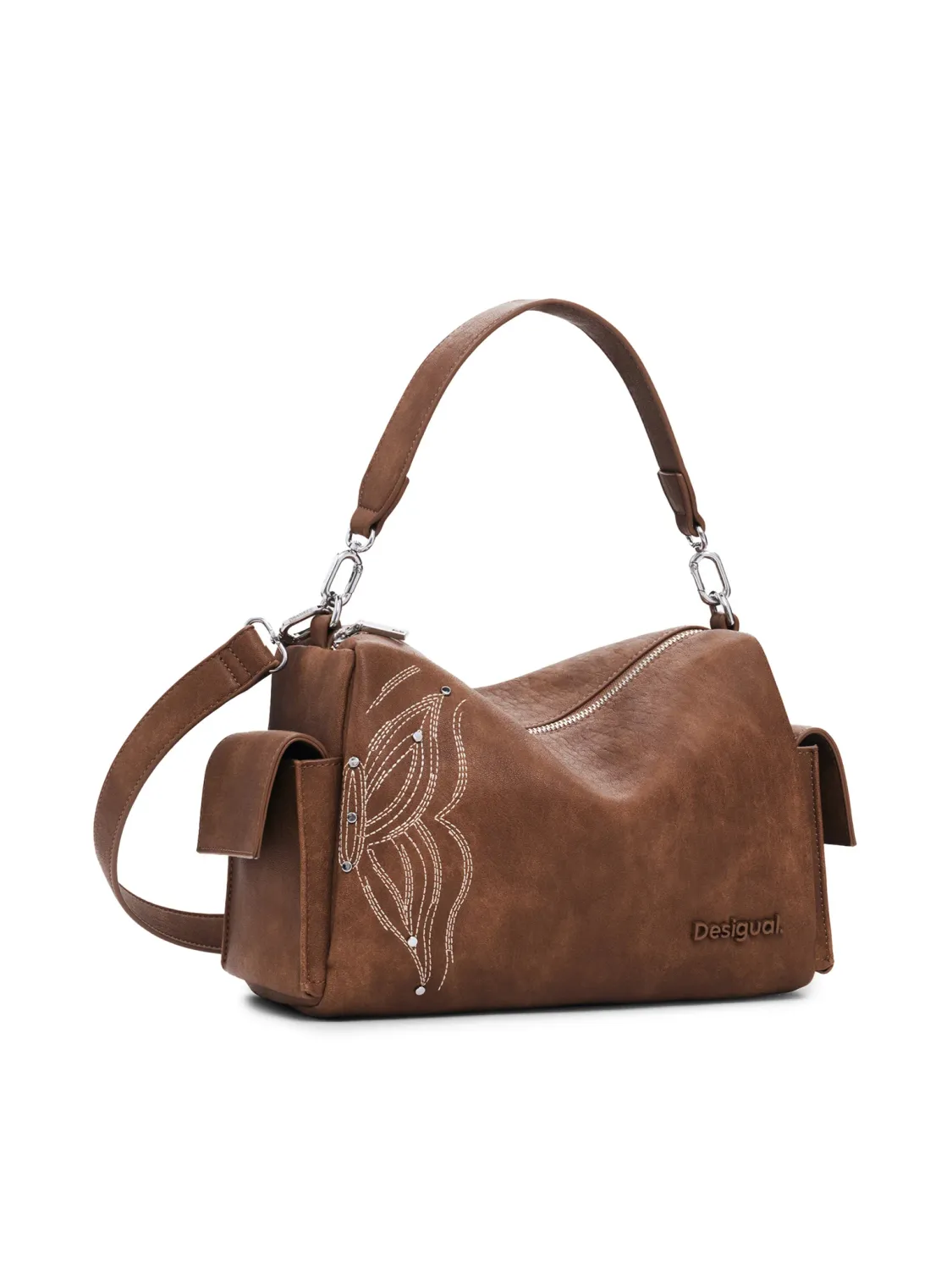 Eco-leather handbag with embroidery