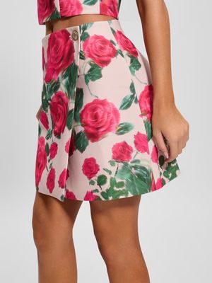Floral print wrap skirt