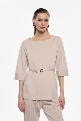 ​​Crew-neck sweater with belt