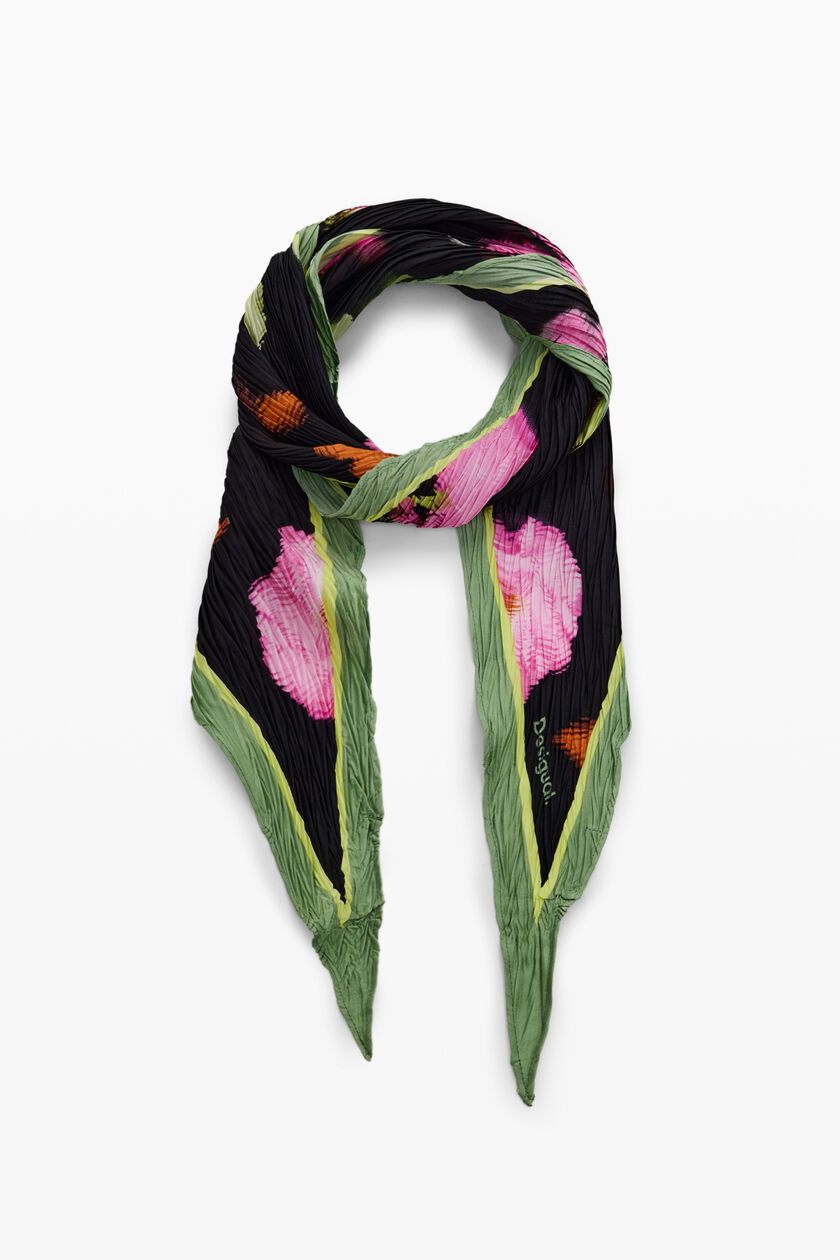 Floral pleated scarf
