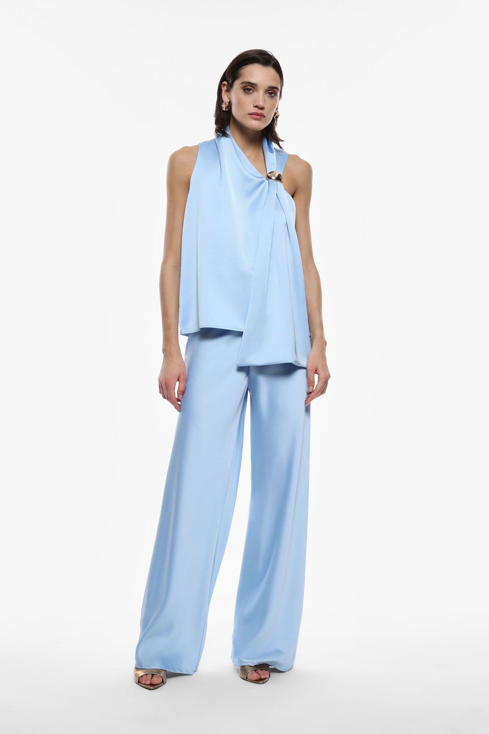 ​​Flowing satin trousers​