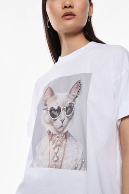 T-shirt with cat print