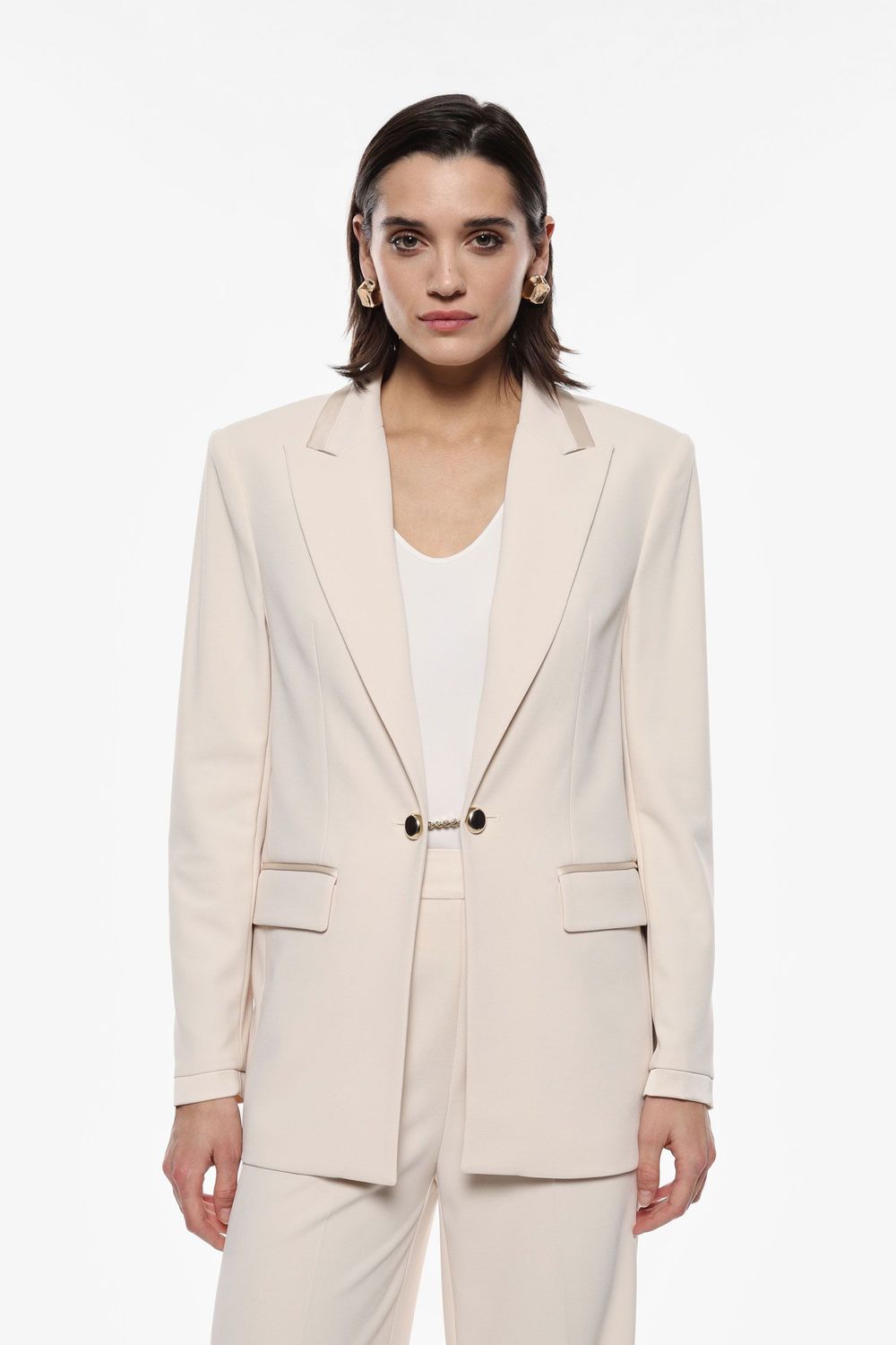 ​​Regular blazer with satin inserts