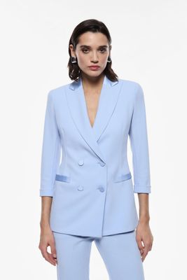 ​​Double-breasted jacket with satin inserts