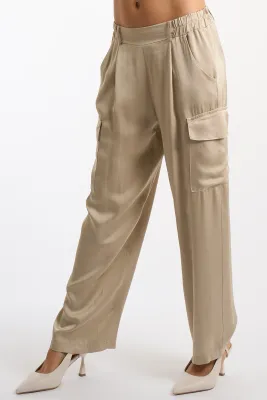 Wide cargo satin pants