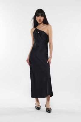 ​One-shoulder midi dress with cut-out