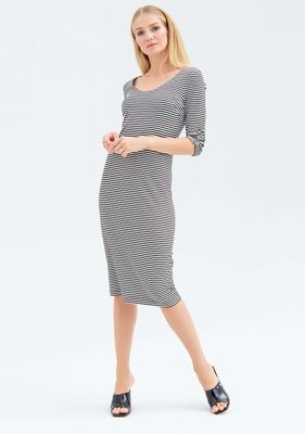 Midi dress in striped jersey
