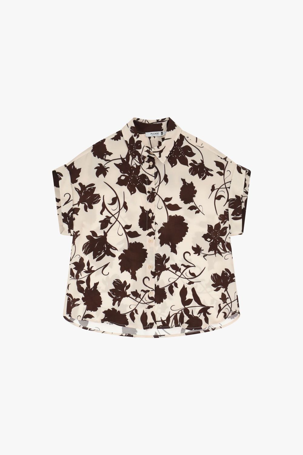 Short-sleeved shirt with floral print