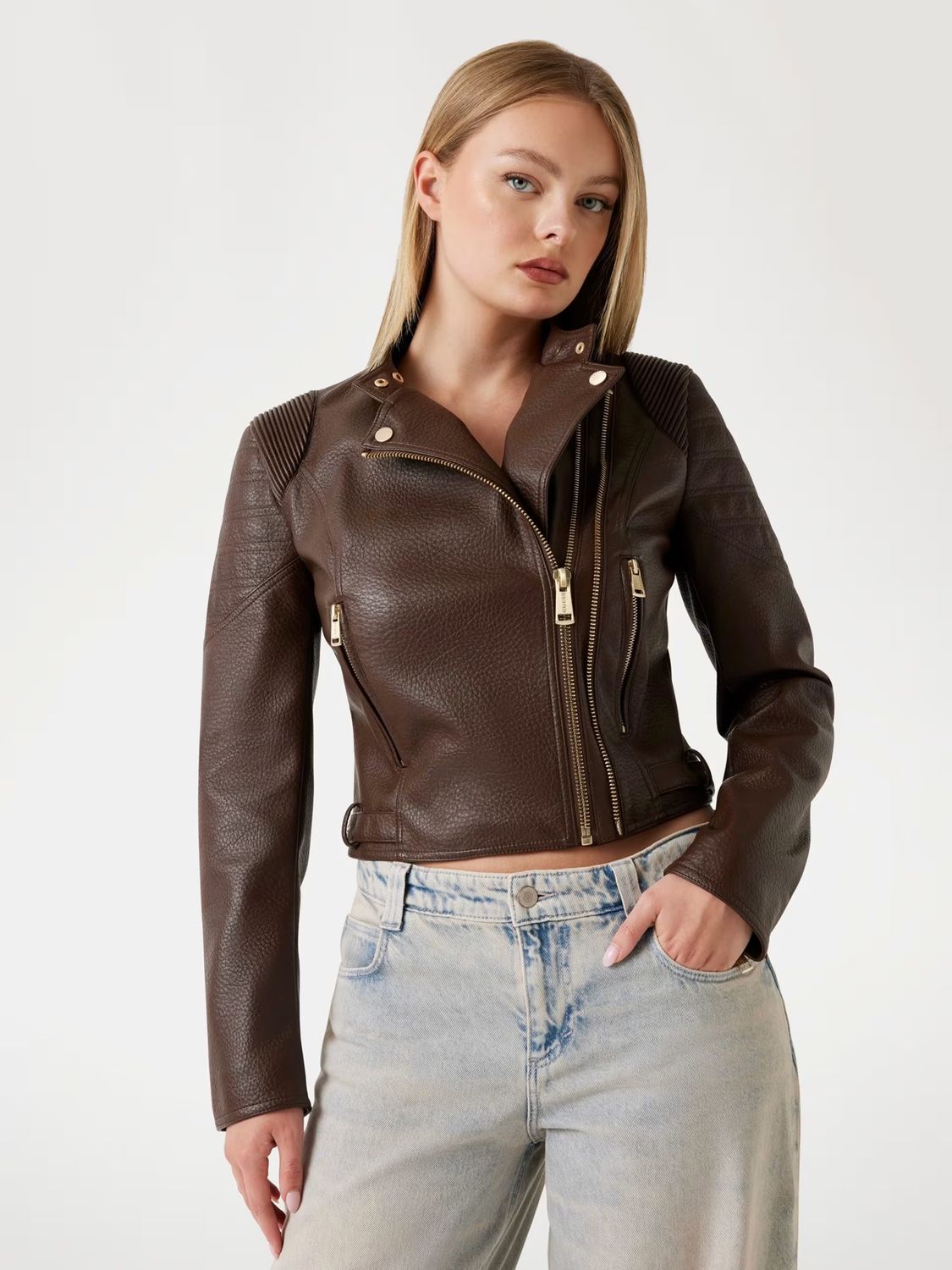 Faux leather biker jacket