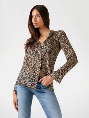 ​Animalier print chiffon shirt