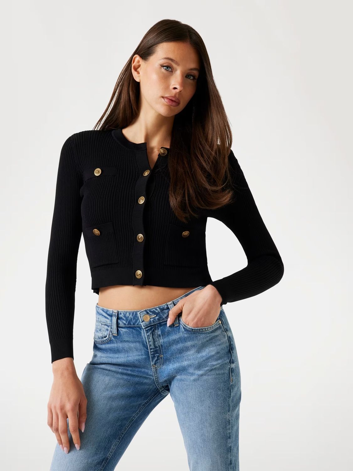 ​Cropped ribbed cardigan