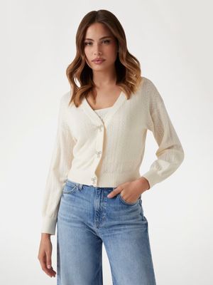 ​Cropped cardigan in openwork knit