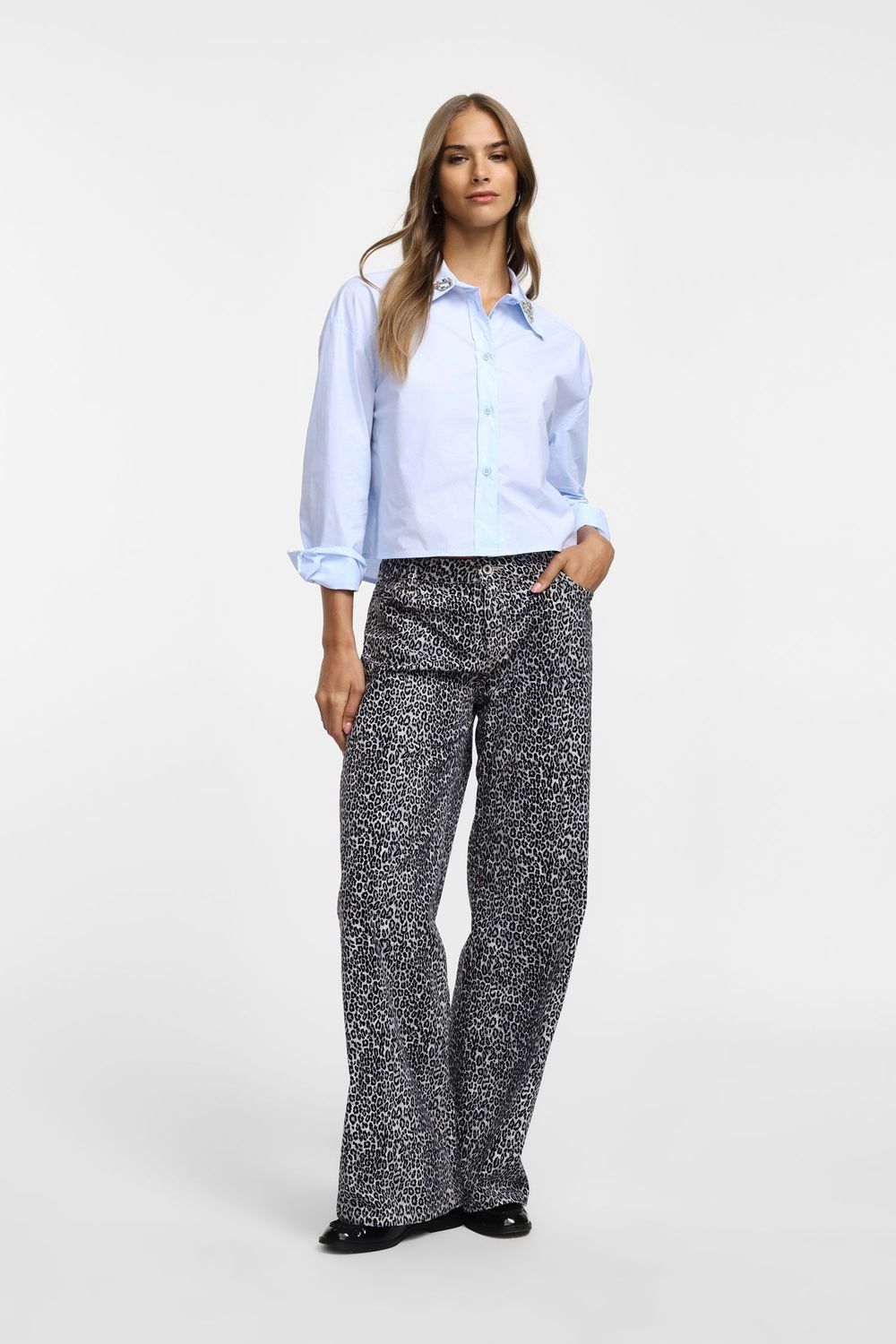 Spotted flared bootcut pants