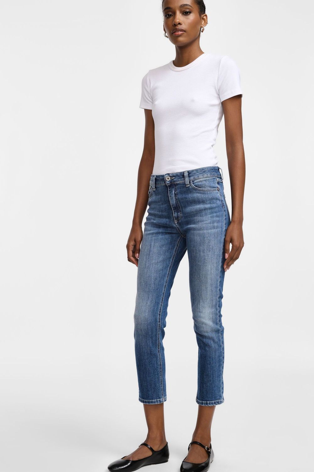 ​​High-rise plain skinny jeans​