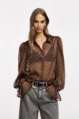 ​Chiffon blouse with puffed sleeves