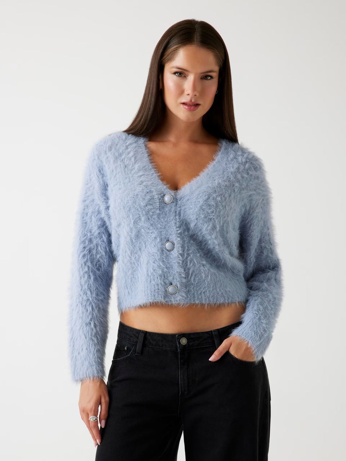 fuzzy cable knit cardigan
