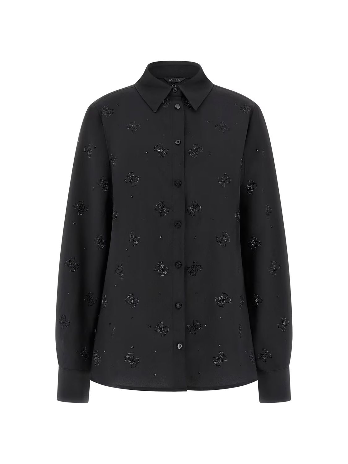 Reguar shirt with logo rhinestones