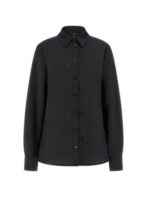 Reguar shirt with logo rhinestones