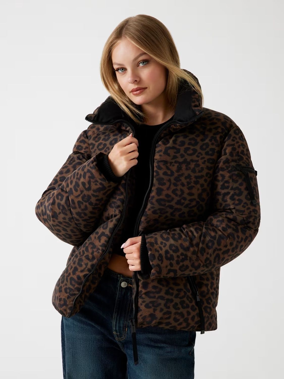 Regular animal print down jacket