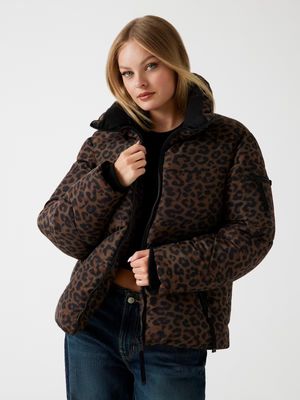 Regular animal print down jacket