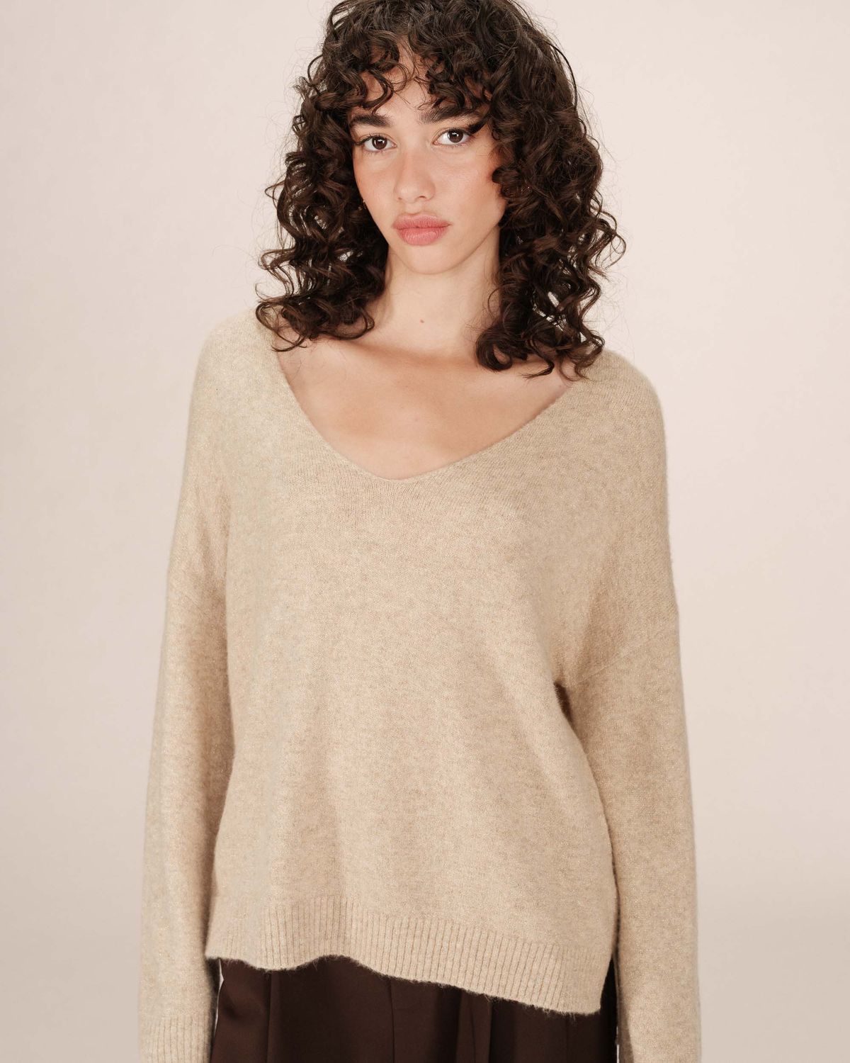 Oversized sweater with lurex
