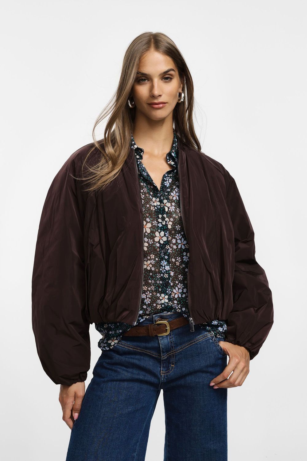 ​Short nylon bomber jacket