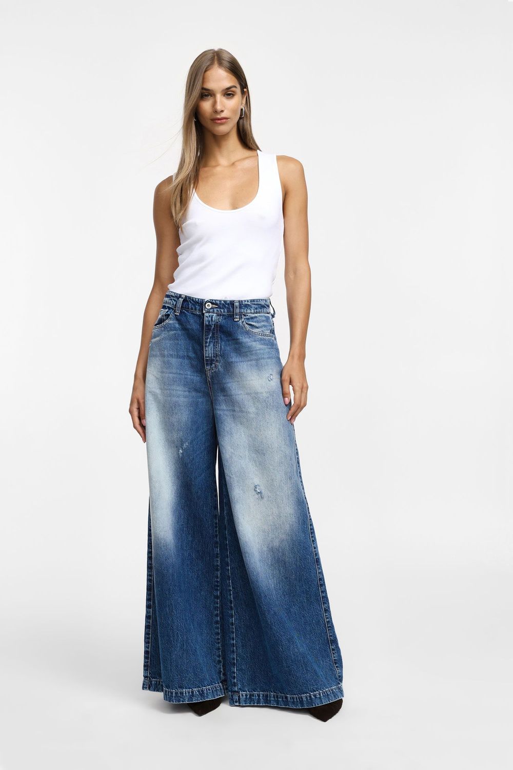​High-waisted palazzo jeans