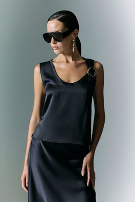 Satin top with ring